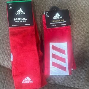 Adidas Red Over the Calf Baseball Socks